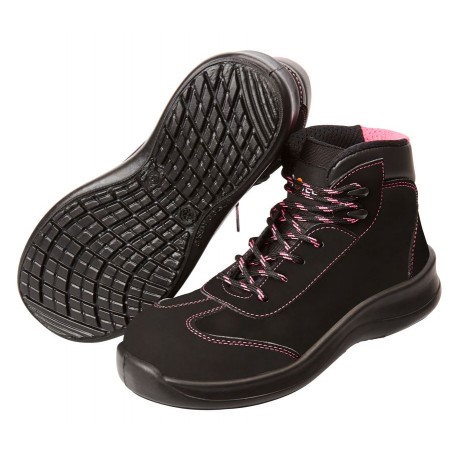 Chaussures de sécurité femme noir et rose S3